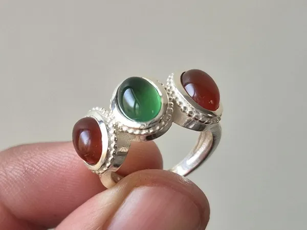 Multicolor_Agate_Onyx_German_Silver_Ring_For_Womens_,_Trio_Ring_