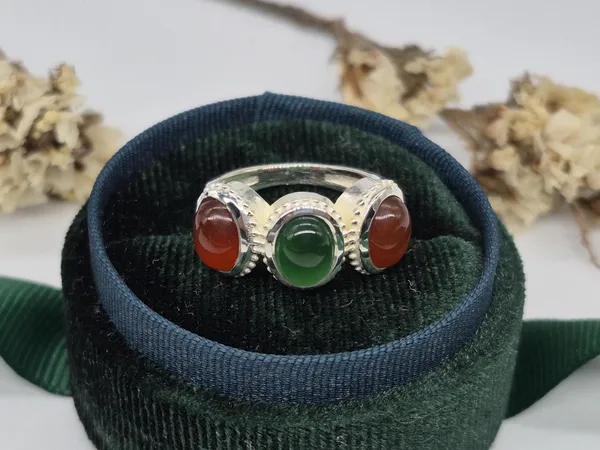 Multicolor_Agate_Onyx_German_Silver_Ring_For_Womens_,_Trio_Ring_