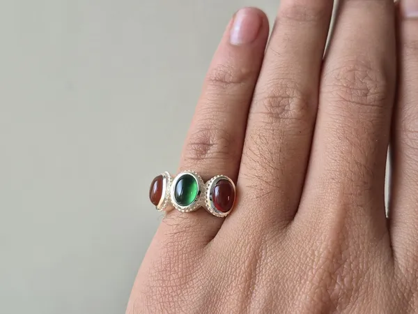 Multicolor_Agate_Onyx_German_Silver_Ring_For_Womens_,_Trio_Ring_
