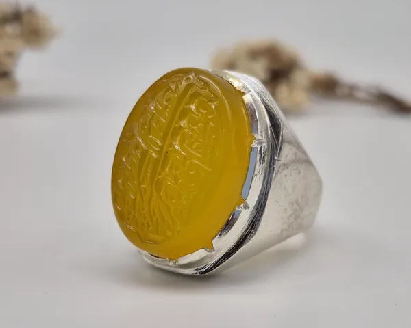 Yellow_Agate_German_Silver_Calligraphy_Ring_For_Men