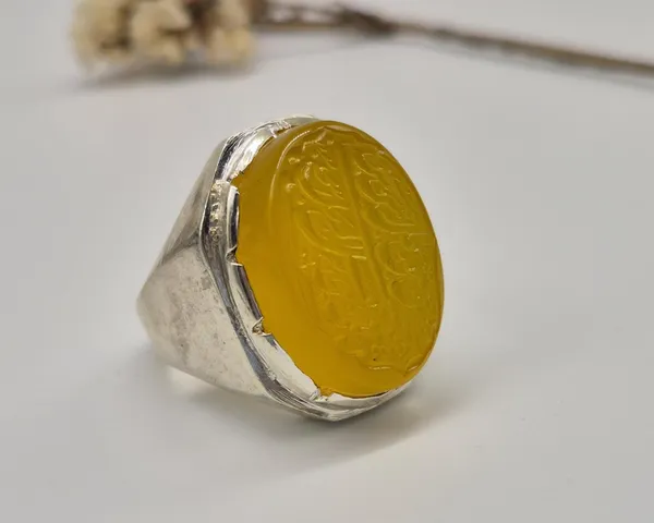 Yellow_Agate_German_Silver_Calligraphy_Ring_For_Men