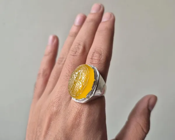 Yellow_Agate_German_Silver_Calligraphy_Ring_For_Men