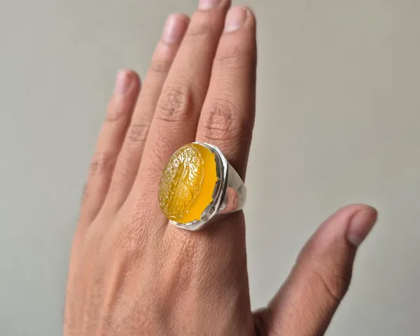 Yellow_Agate_German_Silver_Calligraphy_Ring_For_Men