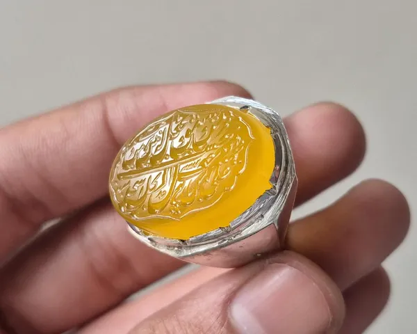 Yellow_Agate_German_Silver_Calligraphy_Ring_For_Men