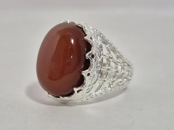 Red_Agate_Silver_Plated_Aqeeq_Ring_For_Men