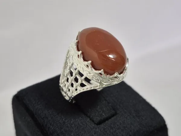 Red_Agate_Silver_Plated_Aqeeq_Ring_For_Men