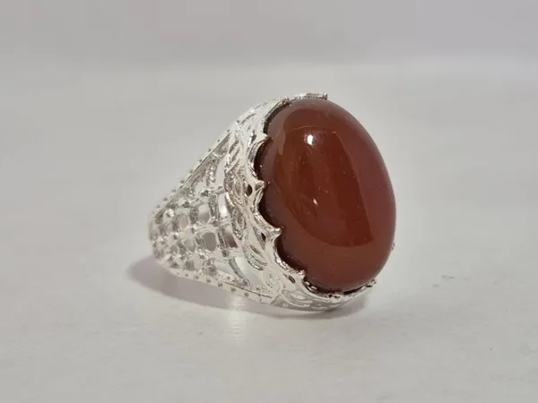 Red_Agate_Silver_Plated_Aqeeq_Ring_For_Men