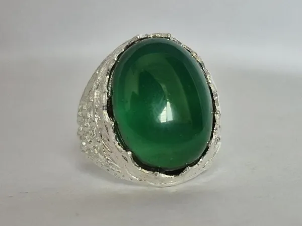 Green_Agate_Silver_Plated_Handmade_Aqeeq_Ring_For_Men