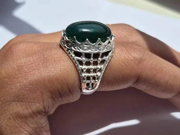 Green_Agate_Silver_Plated_Handmade_Aqeeq_Ring_For_Men
