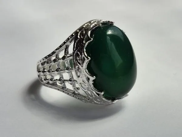 Green_Agate_Silver_Plated_Handmade_Aqeeq_Ring_For_Men