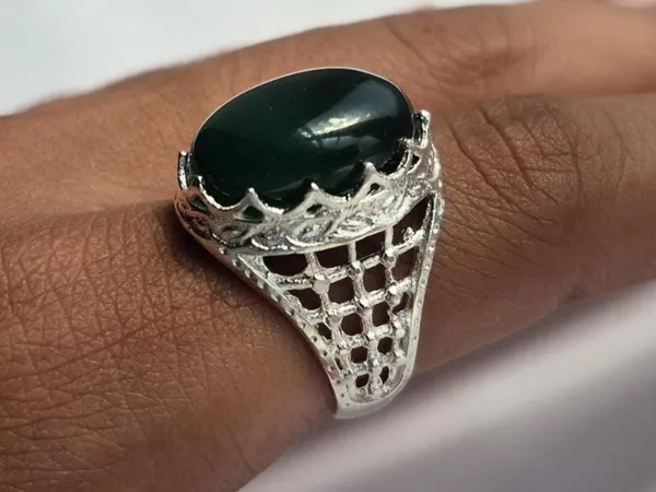 Green_Agate_Silver_Plated_Handmade_Aqeeq_Ring_For_Men