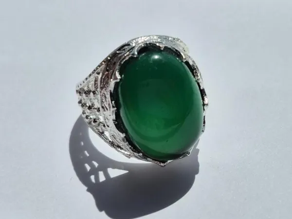 Green_Agate_Silver_Plated_Handmade_Aqeeq_Ring_For_Men