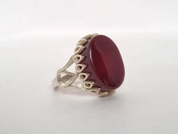 Red_Agate_Silver_Plated_Natural_Aqeeq_Ring_For_Men