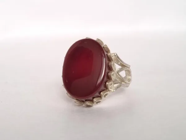 Red_Agate_Silver_Plated_Natural_Aqeeq_Ring_For_Men