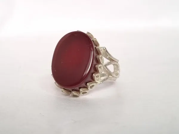 Red_Agate_Silver_Plated_Natural_Aqeeq_Ring_For_Men