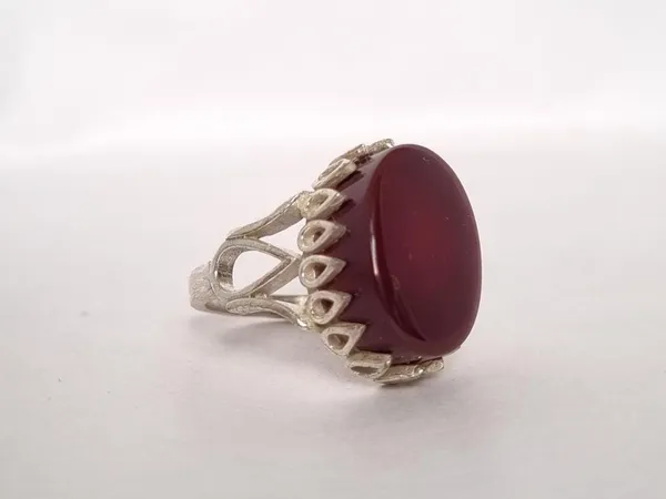 Red_Agate_Silver_Plated_Natural_Aqeeq_Ring_For_Men