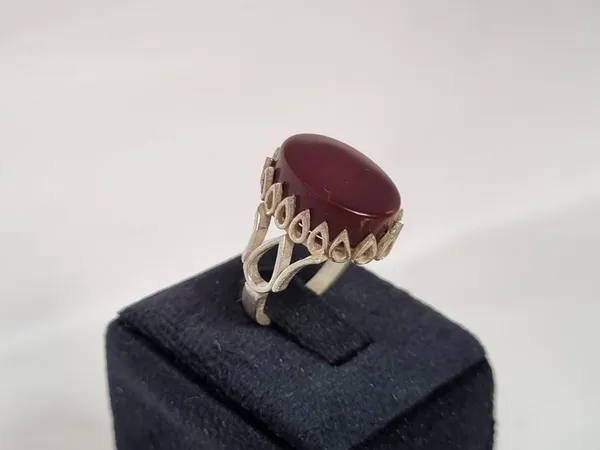 Red_Agate_Silver_Plated_Natural_Aqeeq_Ring_For_Men