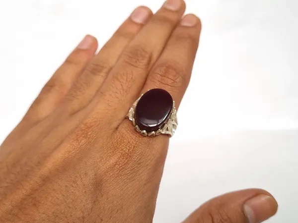 Red_Agate_Silver_Plated_Natural_Aqeeq_Ring_For_Men