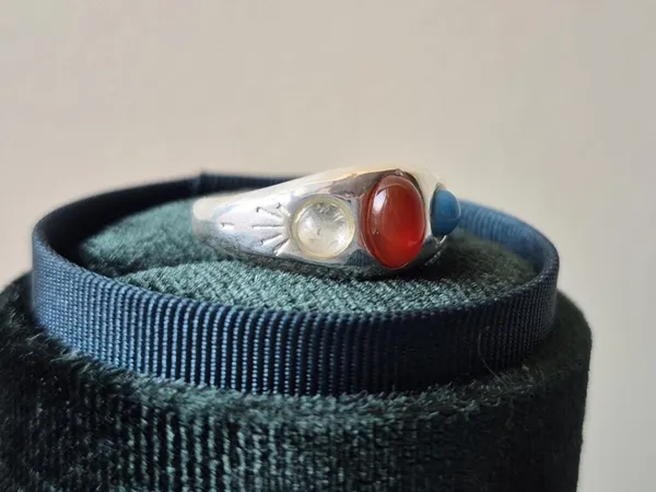 Multicolor_Agate_Turquoise_Crystal_White_Metal_Ring_For_Men
