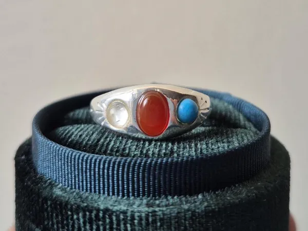 Multicolor_Agate_Turquoise_Crystal_White_Metal_Ring_For_Men