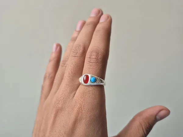 Multicolor_Agate_Turquoise_Crystal_White_Metal_Ring_For_Men