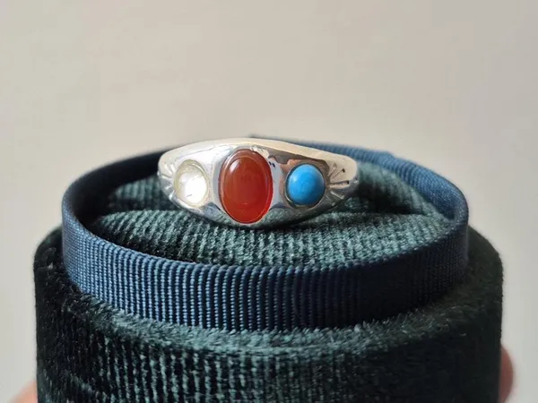 Multicolor_Agate_Turquoise_Crystal_White_Metal_Ring_For_Men