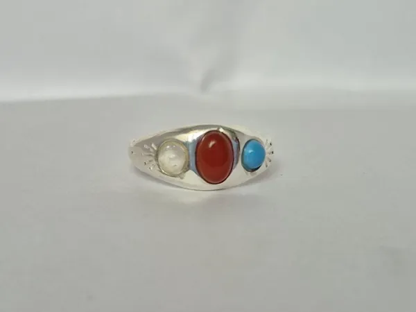 Multicolor_Agate_Turquoise_Crystal_White_Metal_Ring_For_Men