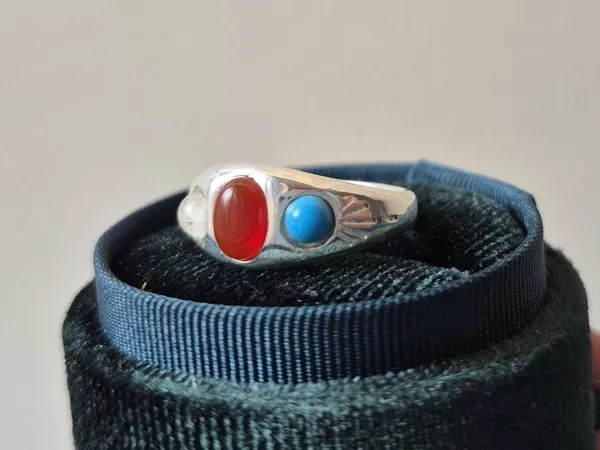 Multicolor_Agate_Turquoise_Crystal_White_Metal_Ring_For_Men