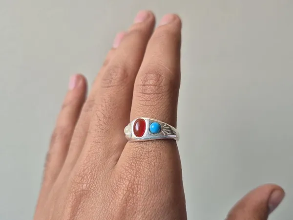 Multicolor_Agate_Turquoise_Crystal_White_Metal_Ring_For_Men