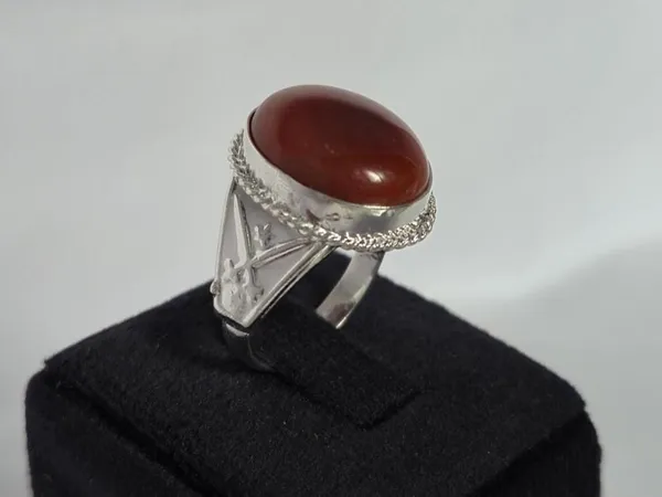 Red_Agate_Silver_Plated_Suleimani_Aqeeq_Ring_For_Men
