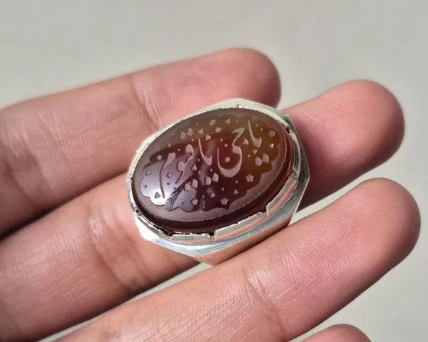 Maroon_Agate_German_Silver_Arabic_Calligraphy_Engraved_Ring_For_Men