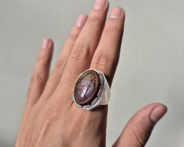 Maroon_Agate_German_Silver_Arabic_Calligraphy_Engraved_Ring_For_Men