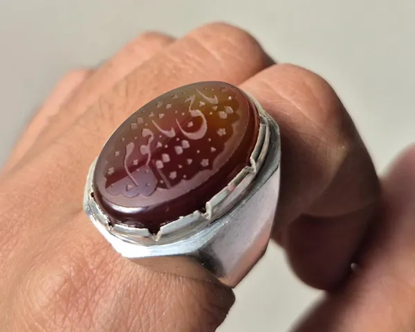 Maroon_Agate_German_Silver_Arabic_Calligraphy_Engraved_Ring_For_Men
