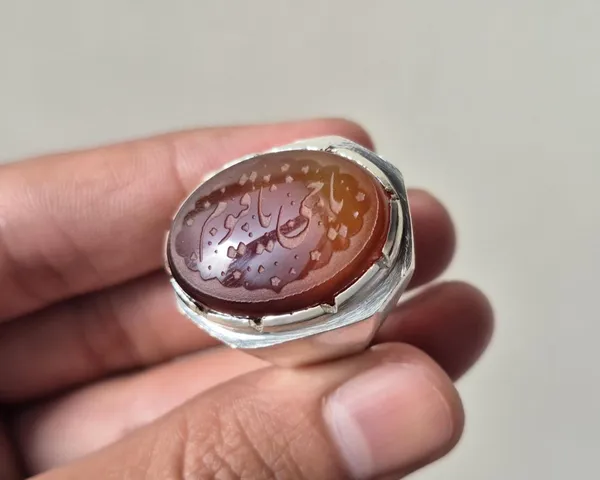 Maroon_Agate_German_Silver_Arabic_Calligraphy_Engraved_Ring_For_Men