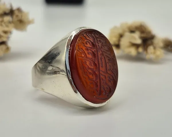 Red_Agate_Handmade_Islamic_Calligraphy_Ring_For_Men