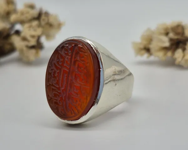 Red_Agate_Handmade_Islamic_Calligraphy_Ring_For_Men