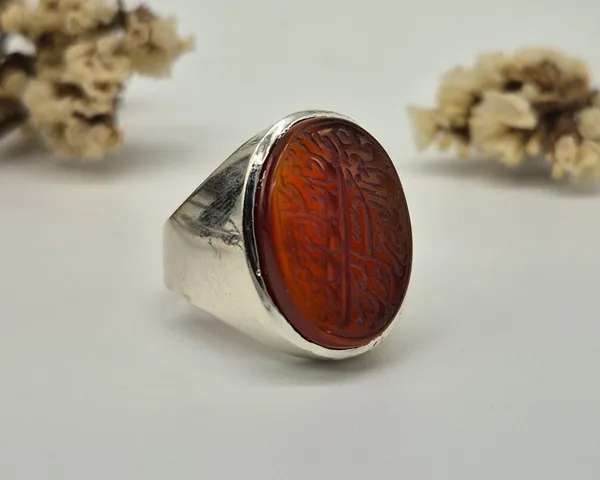Red_Agate_Handmade_Islamic_Calligraphy_Ring_For_Men