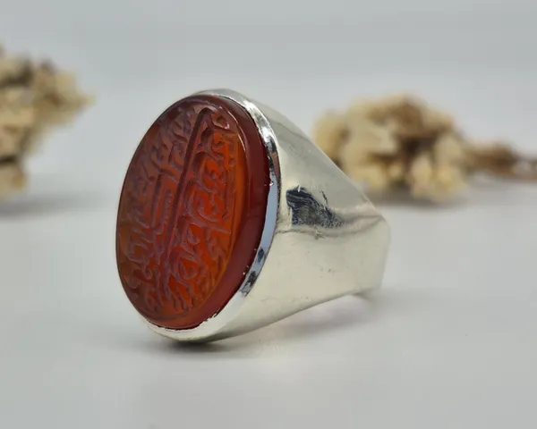 Red_Agate_Handmade_Islamic_Calligraphy_Ring_For_Men