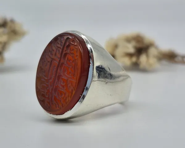 Red_Agate_Handmade_Islamic_Calligraphy_Ring_For_Men
