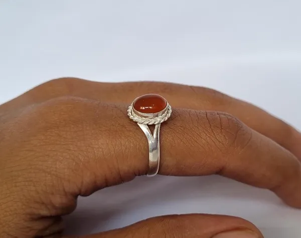Orange_Yemeni_Agate_Silver_Plated_Gemstone_Ring_For_Men