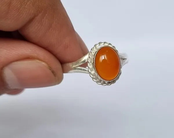Orange_Yemeni_Agate_Silver_Plated_Gemstone_Ring_For_Men