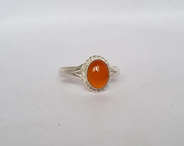 Orange_Yemeni_Agate_Silver_Plated_Gemstone_Ring_For_Men