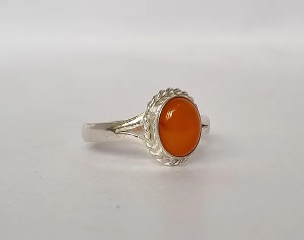 Orange_Yemeni_Agate_Silver_Plated_Gemstone_Ring_For_Men