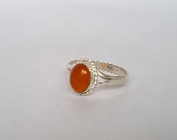 Orange_Yemeni_Agate_Silver_Plated_Gemstone_Ring_For_Men