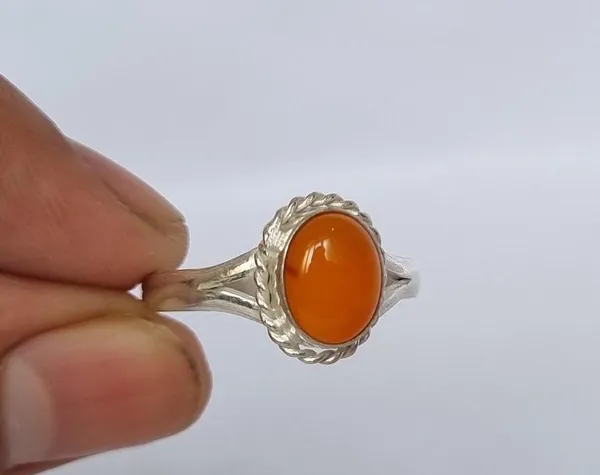 Orange_Yemeni_Agate_Silver_Plated_Gemstone_Ring_For_Men