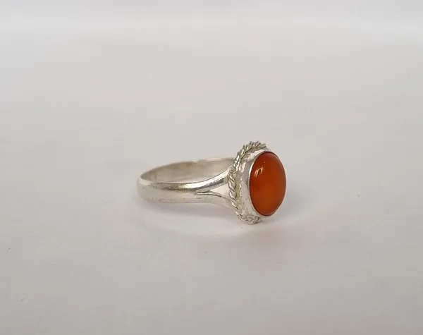 Orange_Yemeni_Agate_Silver_Plated_Gemstone_Ring_For_Men
