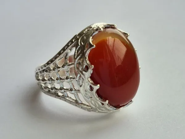 Red_Agate_White_Metal_Ring_For_Men