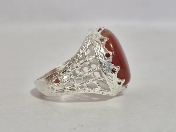 Red_Agate_White_Metal_Ring_For_Men