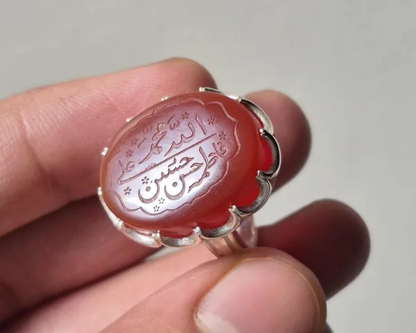 Red_Agate_Sterling_Silver_Panjtan_Calligraphy_Ring_For_Men
