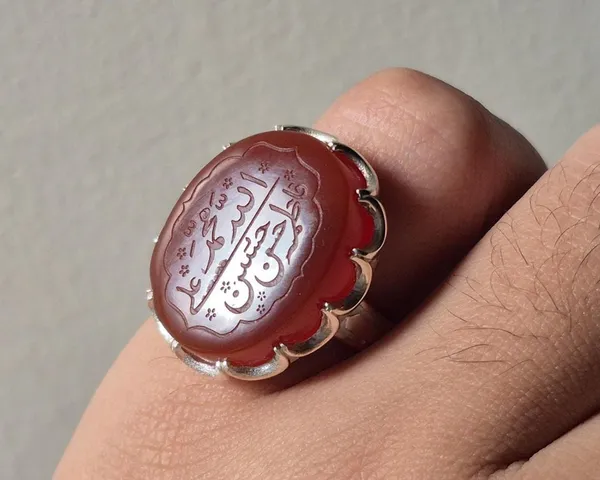 Red_Agate_Sterling_Silver_Panjtan_Calligraphy_Ring_For_Men